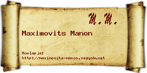 Maximovits Manon névjegykártya